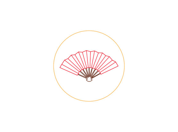 Chinese New Year Fan Color Line Icon: A Festive Vector Set for Modern Design