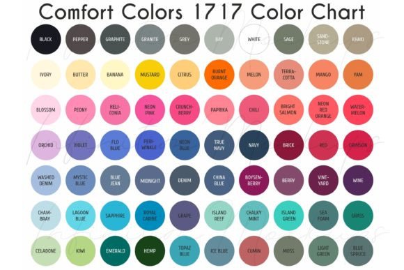 Color Chart Comfort Colors 1717: A Designer's Guide