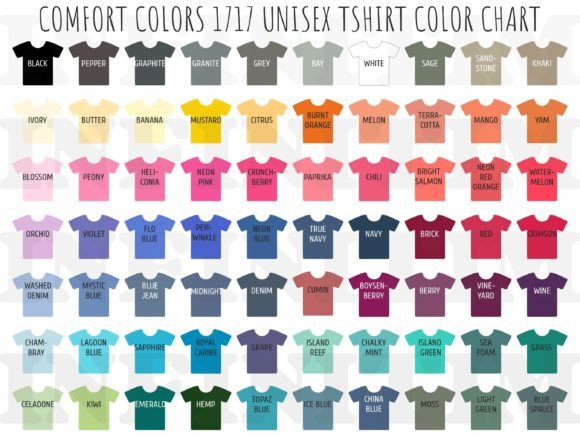 Color Chart Comfort Colors 1717 Tshirt: The Ultimate Color Guide