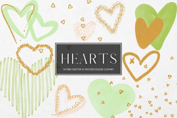 Green Watercolour Gold Glitter Heart: A Design Asset That Stands Out