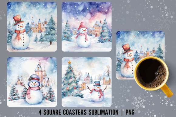 Magical Color Snowman Christmas Square: A Festive Design Asset