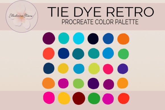 Tie Dye Retro Procreate Color Palette: Vibrant Digital Swatches