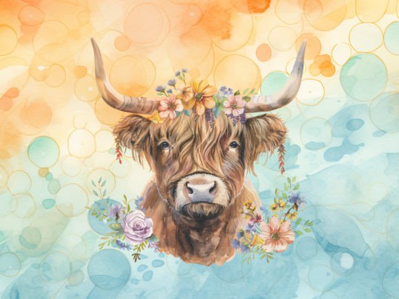 Watercolour Highland Cows PNG Graphics for Your Projects