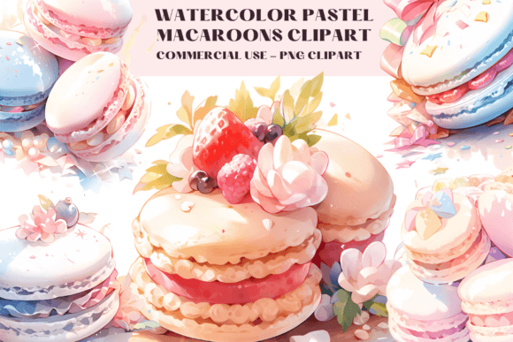 Watercolour Pastel Macaroons Clipart: A Sweet Design Asset