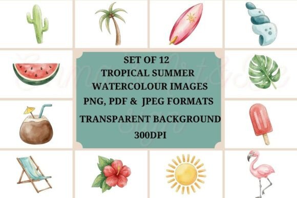 Watercolour Tropical Summer Clipart: A Fresh Take on Digital Design